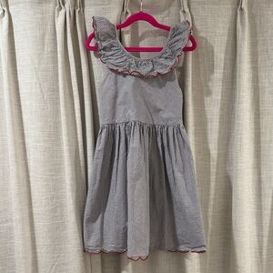 Bella Bliss Pinstripe dress with Scalloped Detail